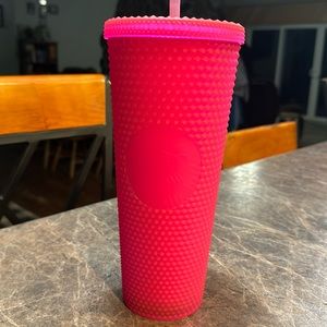 Starbucks Limited Edition Studded Matte Neon Pink 24oz Tumbler